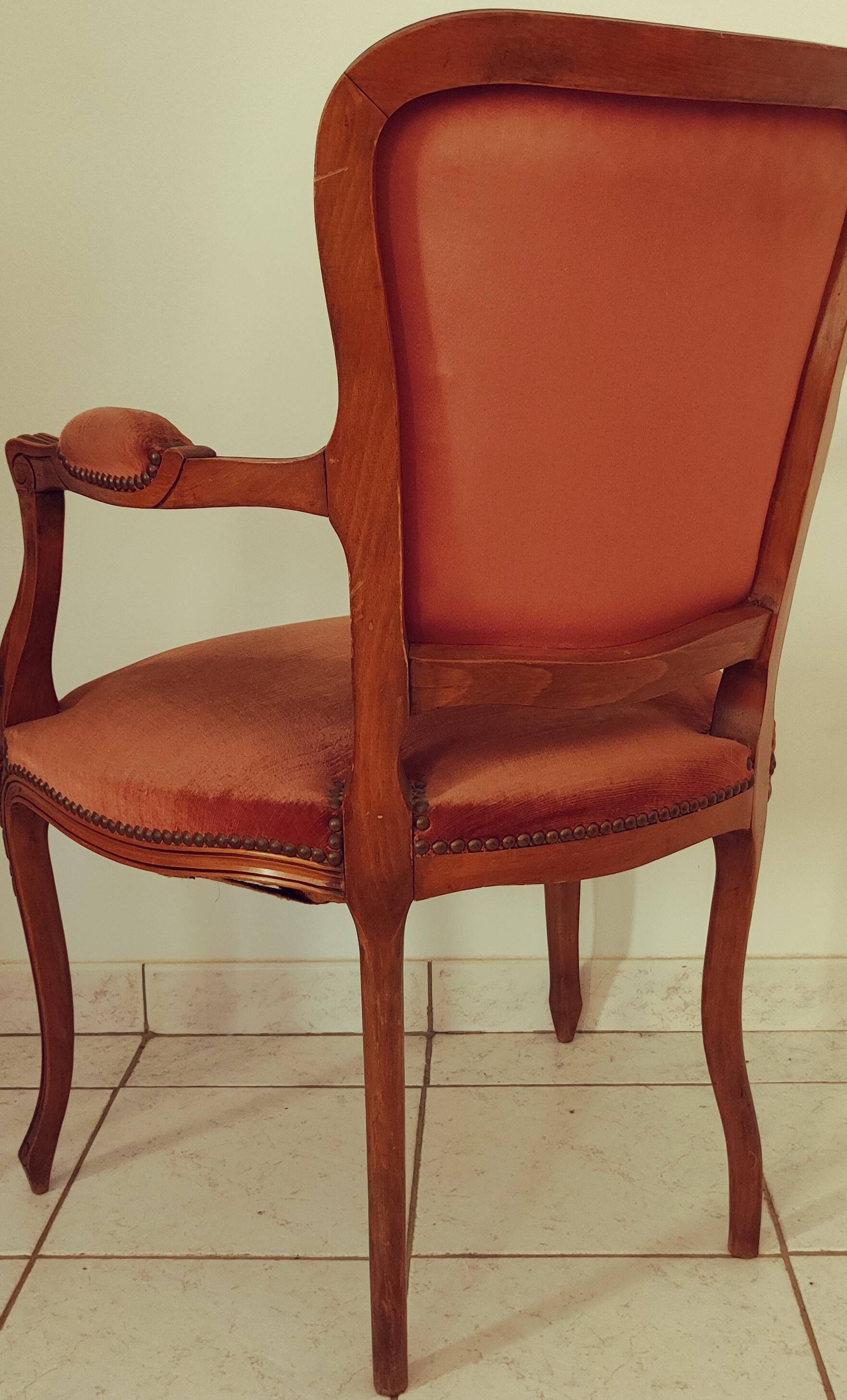 Set de 2 fauteuils en velours de style Louis Philippe