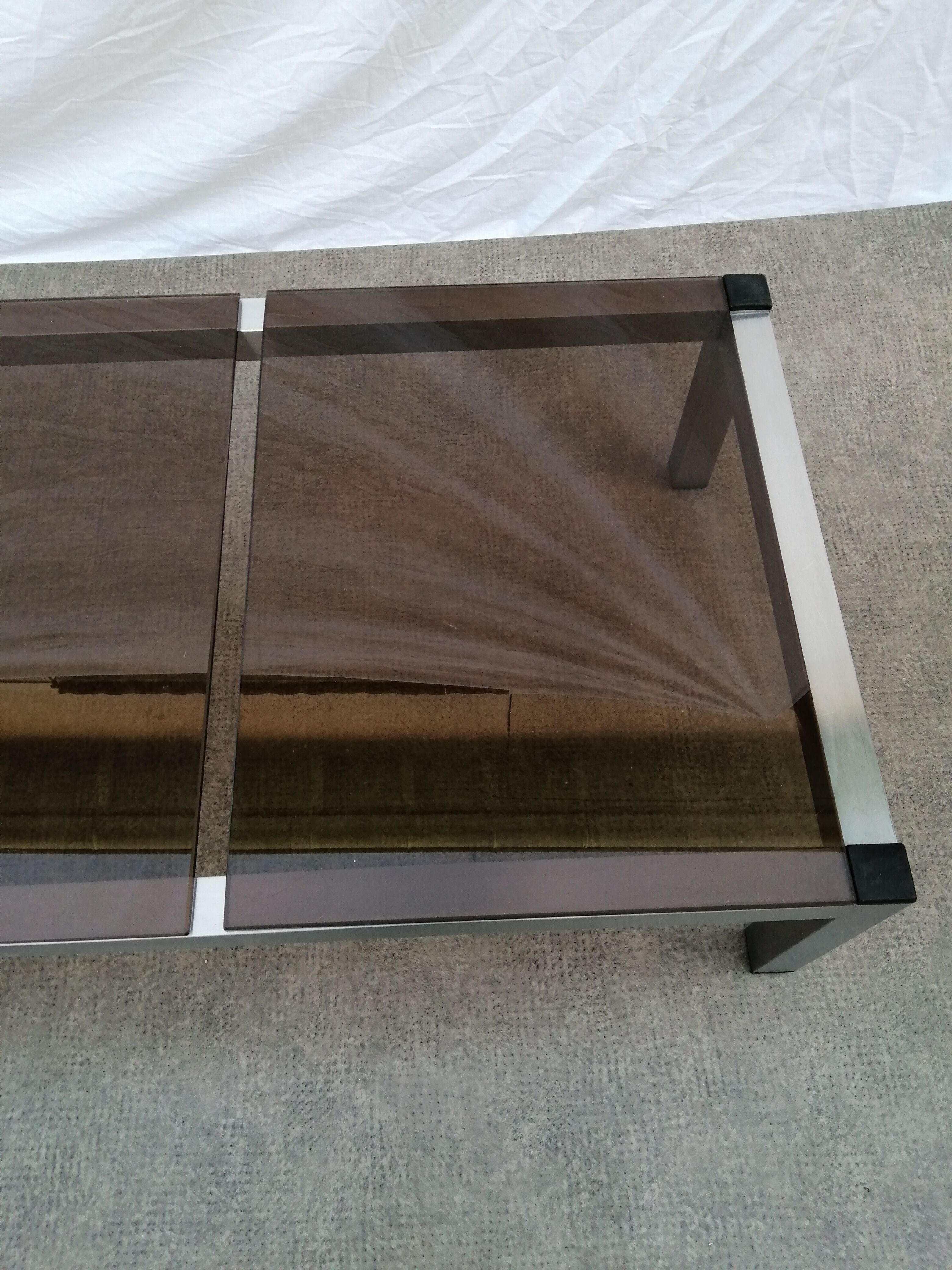 Coffee table smoked glass and aluminum, 1970