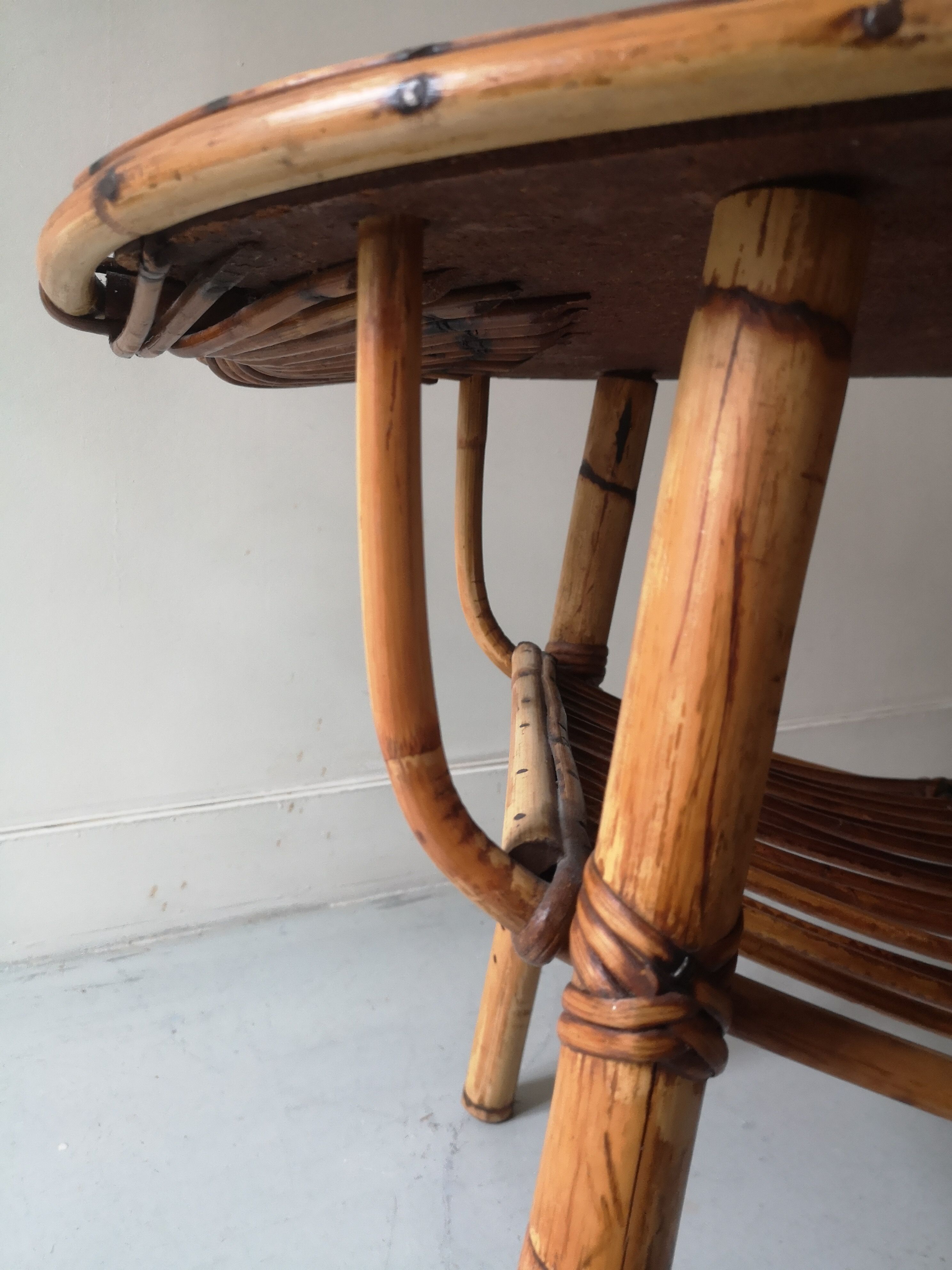 Rattan coffee table called lemon, vintage 1950