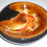 Empty round pocket Ø 20 cm black, red and yellow Vallauris style