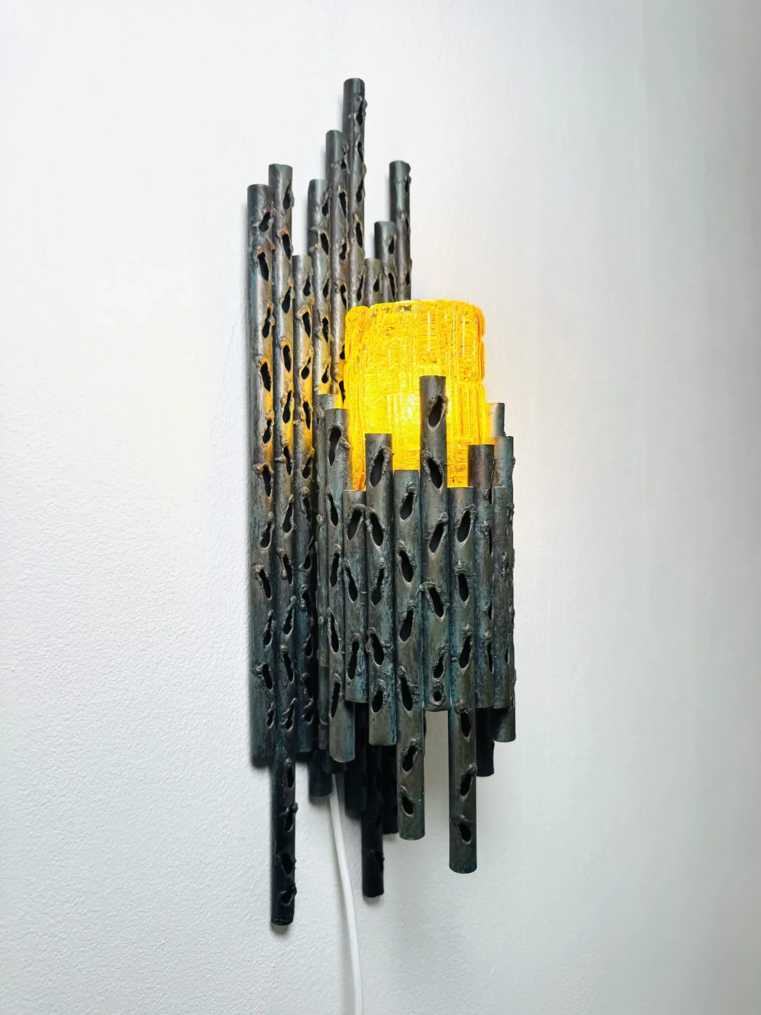 Brutalist Wall Lamp By Marcel Fantoni For Fantoni Studio Firenze, Italy, 1960S