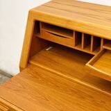 Danish Mid Century Teak Writing Cabinet, Bureau or Secretary Desk with roll top, 1960s