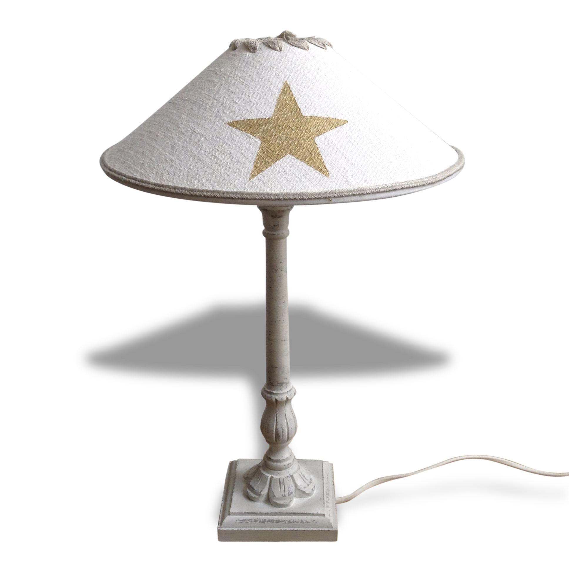 Shabby white patina lamp foot