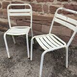 2 chairs Tolix T2 Xavier Pauchard French bistrot chairs Paris Garden terrace 50s