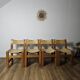 Solid Elm and cream leather chairs, Maison Regain, 1960s.