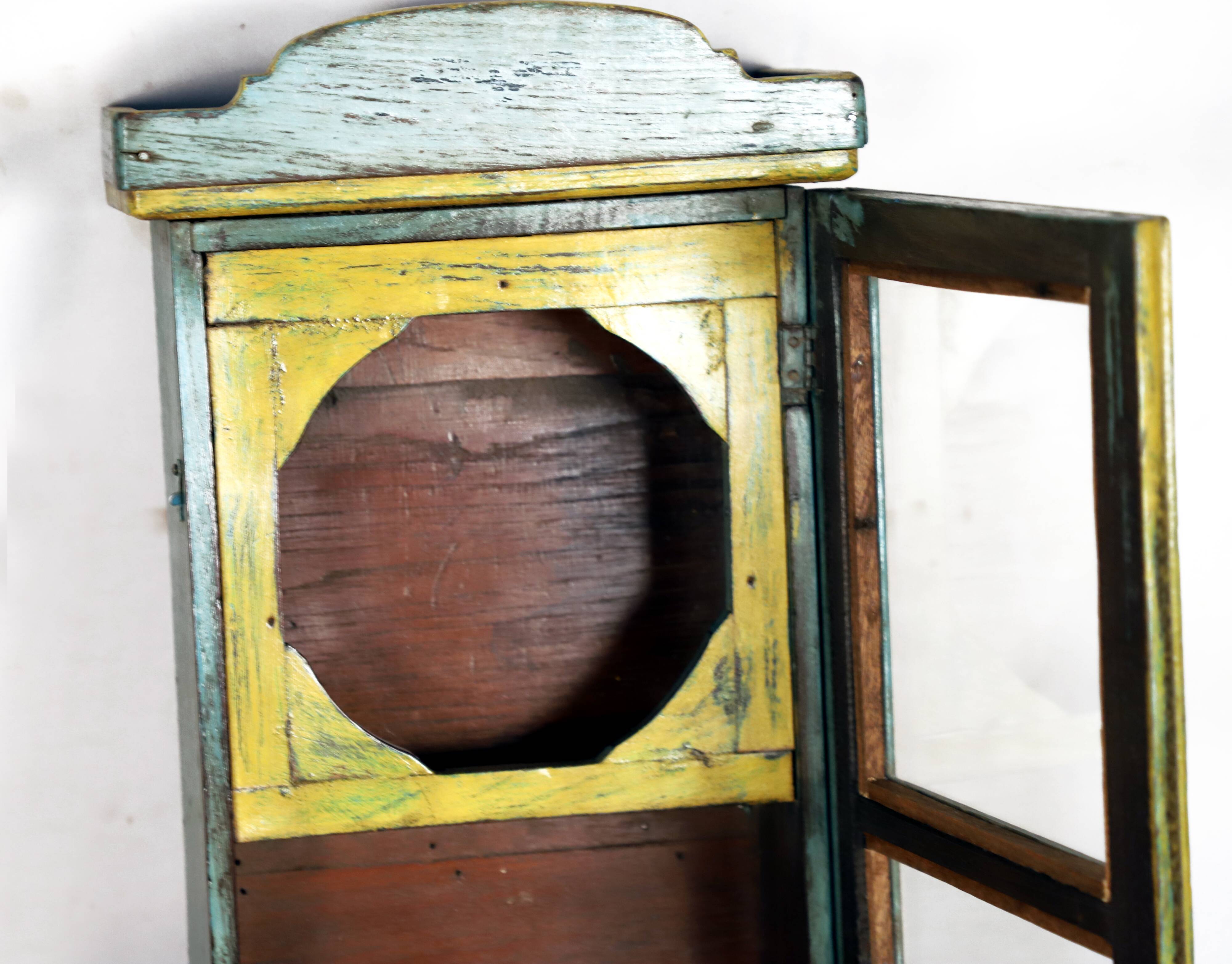 Burmese teak glazed wall display case