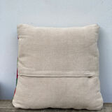 Turkish kilim cushion with stripes green red orange and blue 50x50cm