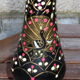 Metal brass, painted and carved vase, with a Peacock, vintage