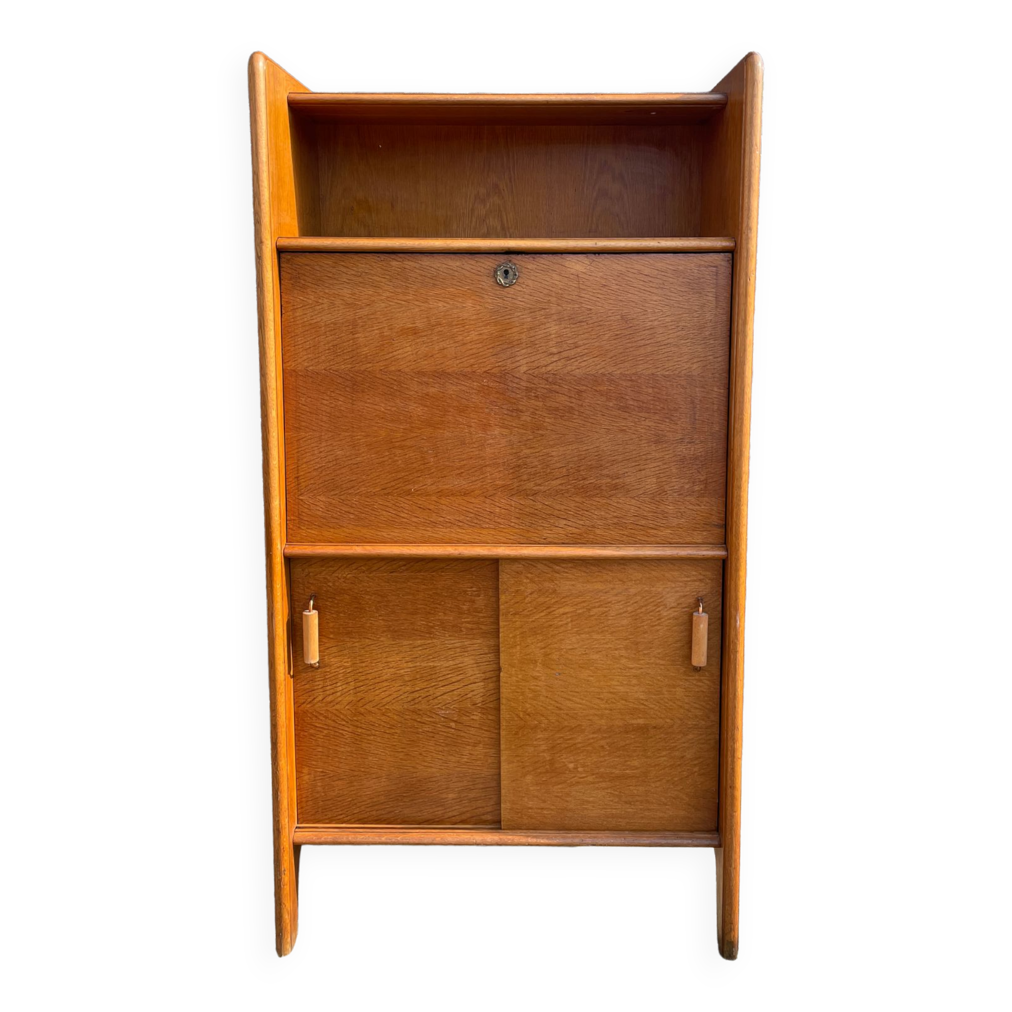 Secrétaire en bois blond 1960