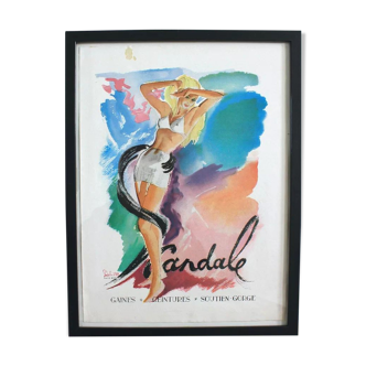 Affiche vintage publicité lingerie Scandale - années 1950 - 30x40cm