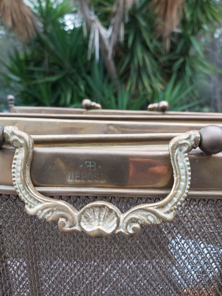 Ancient bronze and brass signed fire pare