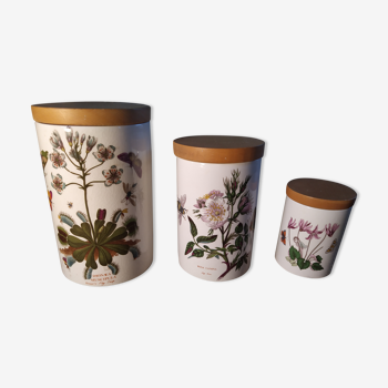 Bocaux en céramique, motif floraux, herboristerie, botannique