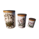 Ceramic jars, floral motif, herbalism, botanics