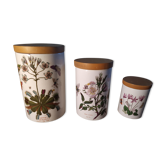 Bocaux en céramique, motif floraux, herboristerie, botannique