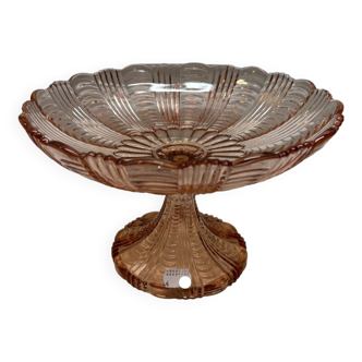 Pink glass compote bowl