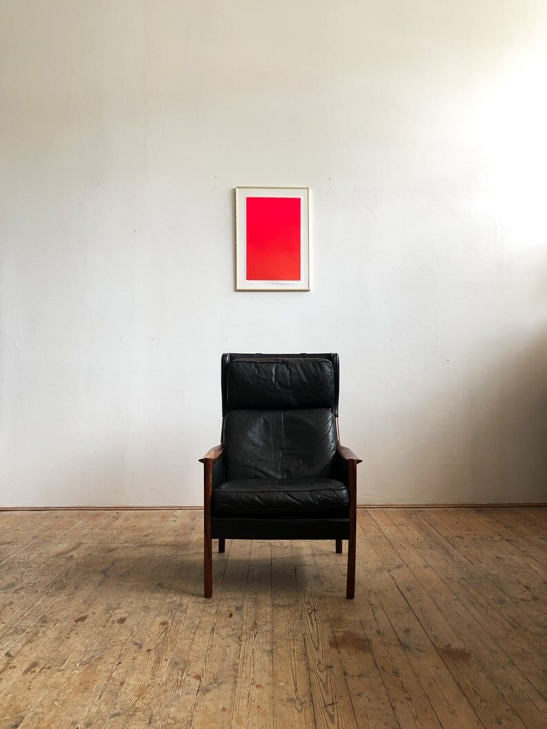 Danish leather and Rosewood armchair