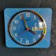 Vintage formica clock rectangular silent wall clock "Carrez blue"
