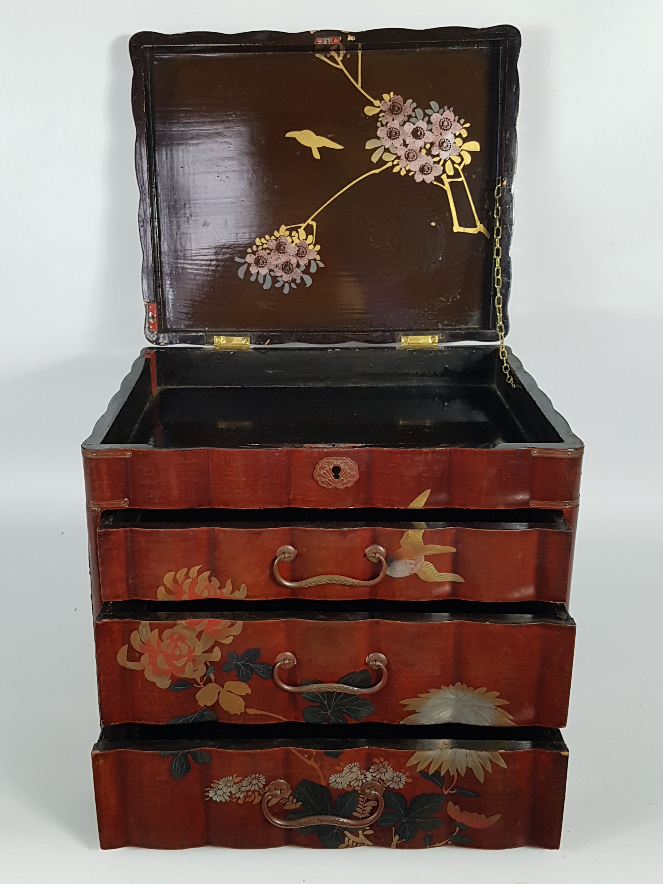 Sewing box or lacquered wood storage Japan early XX