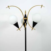 Stilnovo Mid-Century Modern Italian Brass and Opaline Glass Floor Lamp, 50