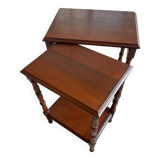 2 wooden nesting tables with molded legs