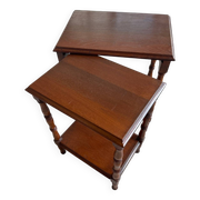 2 tables gigognes en bois pied moulé