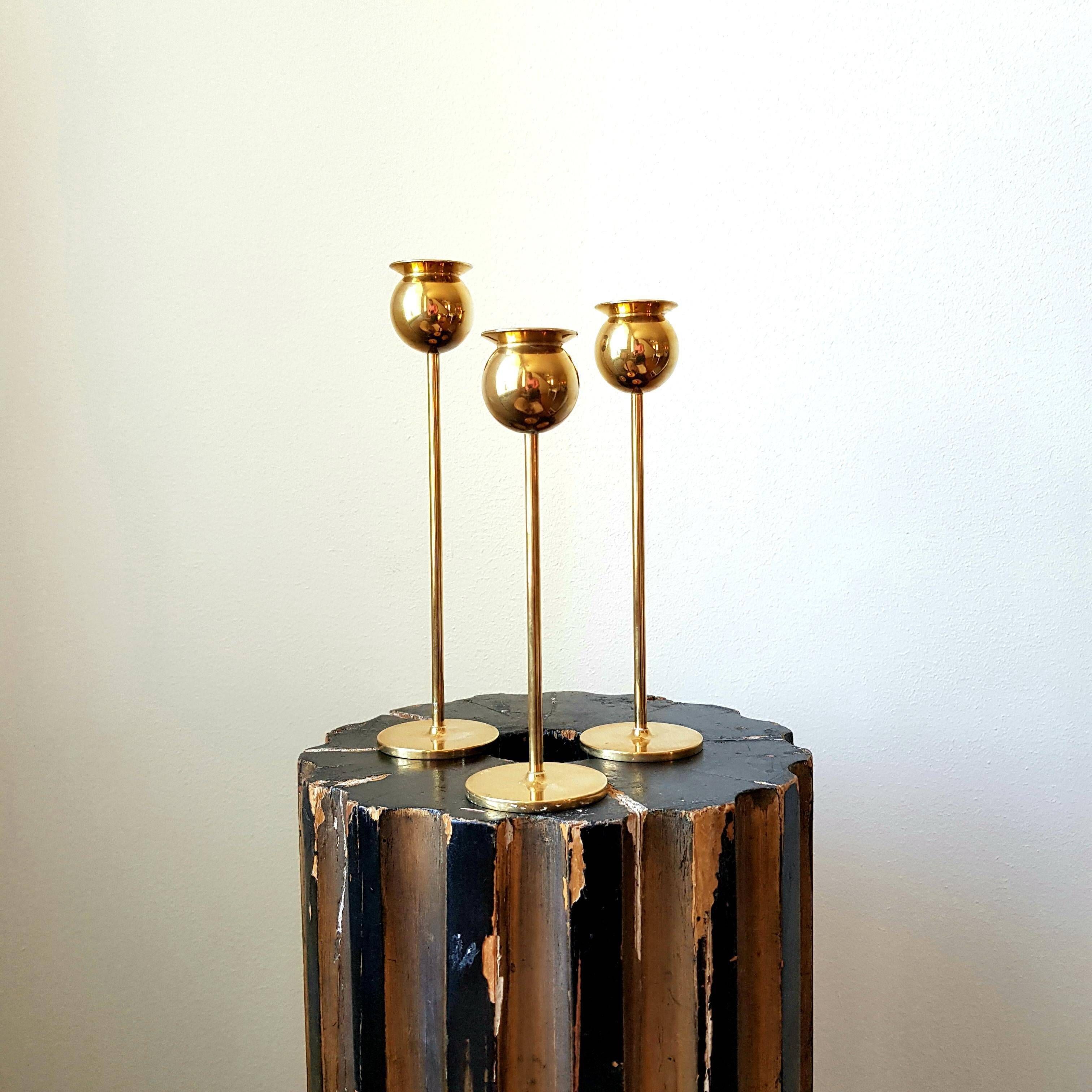 Pierre Forssell, Tulip chandeliers, brass, Skultuna, Scandinavian Modern