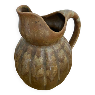 Antique louis lourioux pitcher flamed stoneware brown vintage