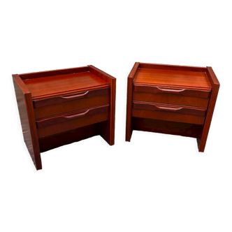 Pair of Scandinavian style bedside tables Gautier furniture with lighting 70s