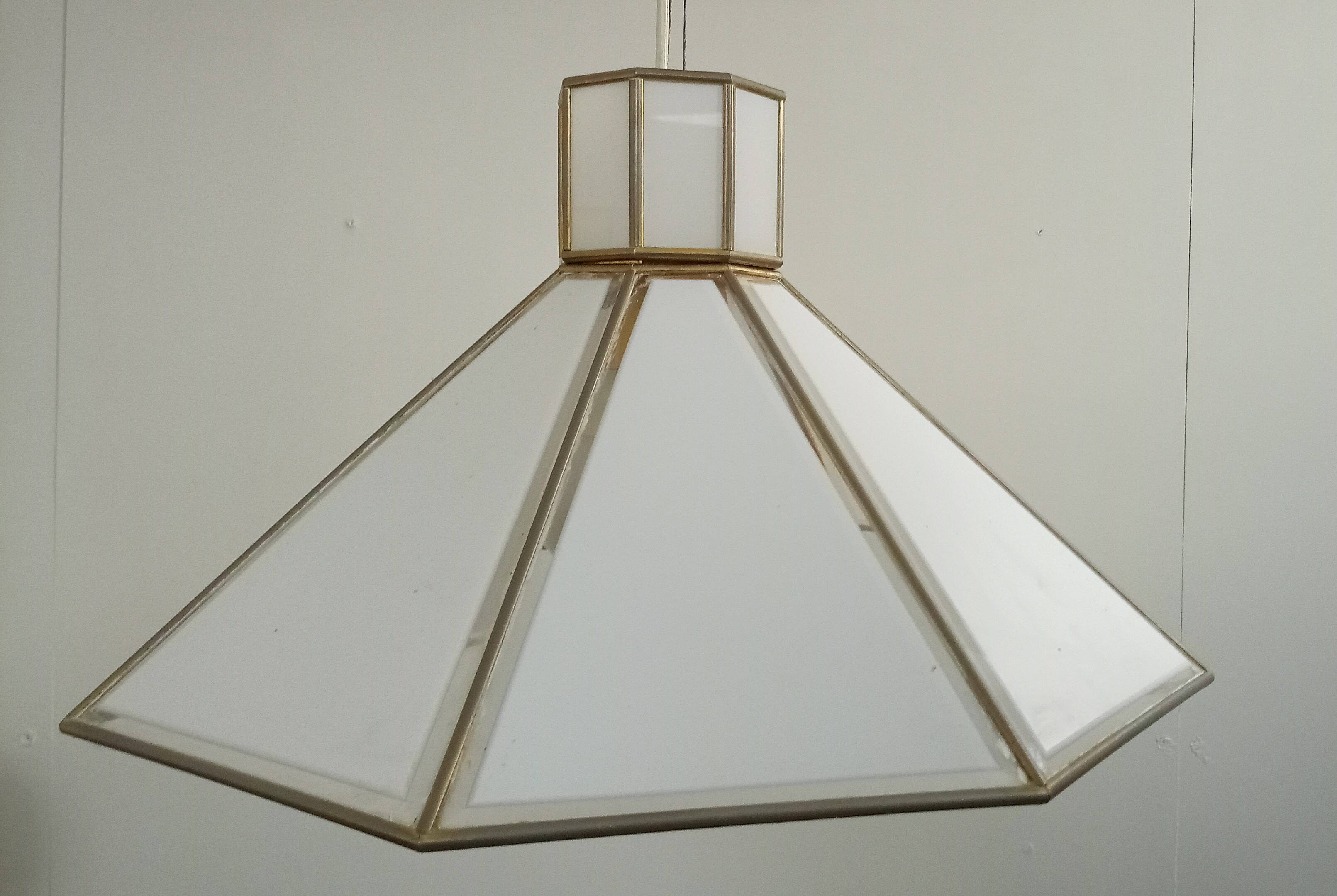 White glas ceiling lamp attr. by jean claude mahey