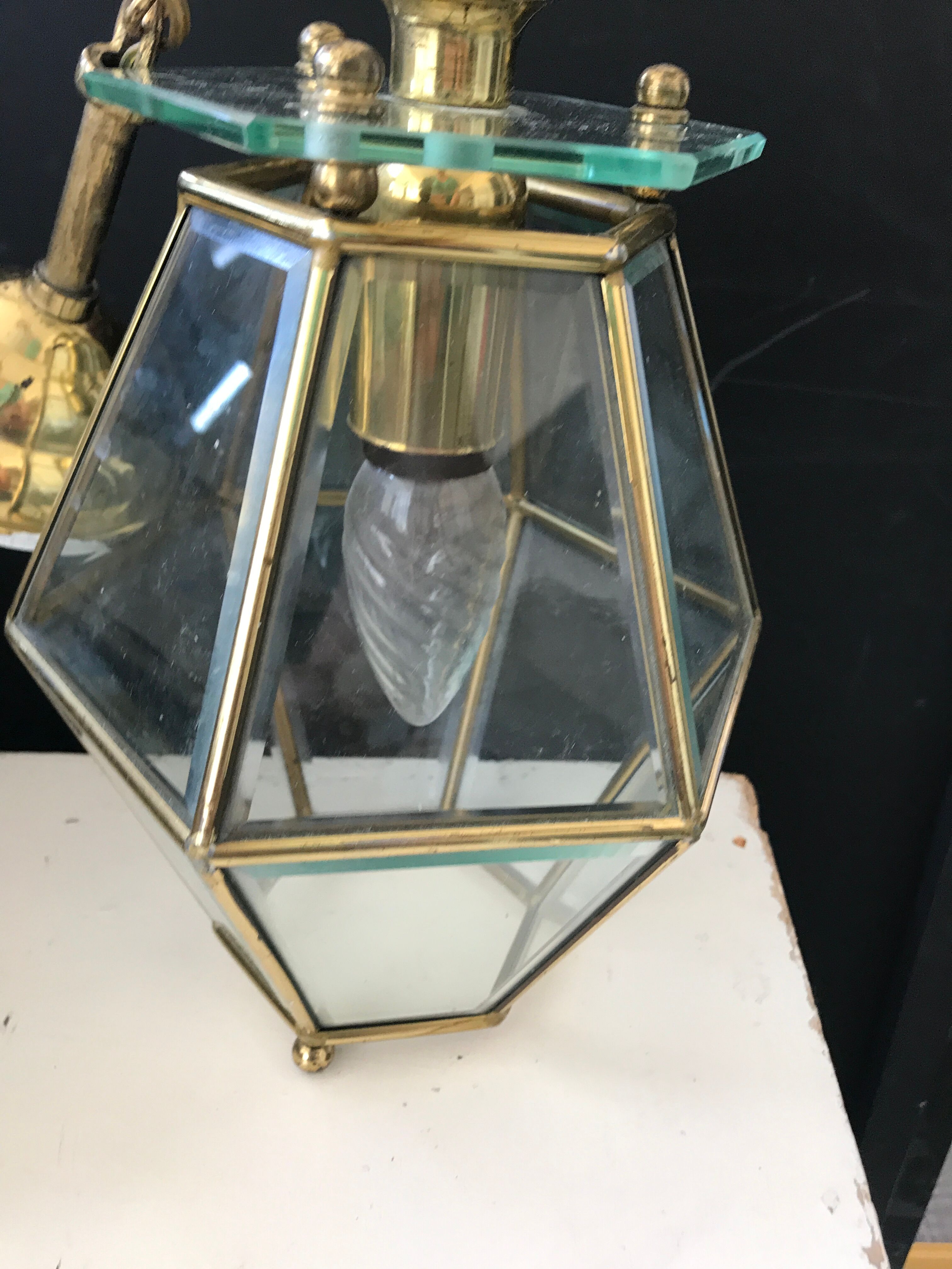 Lantern in glass and brass
