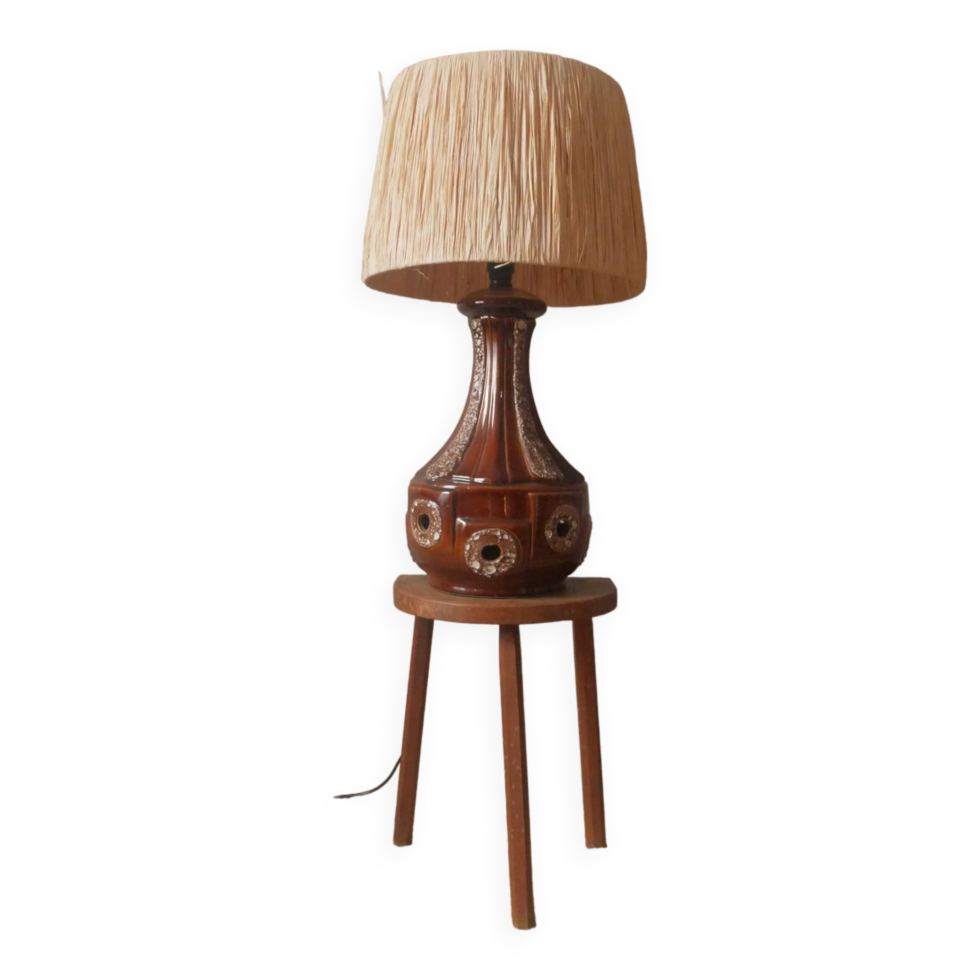 Vintage ceramic lamp base Scandinavian decoration retro floor lamp shades of brown