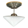 Czech Art Deco Opaline Glass Flush Mount Ceiling Light 1930s