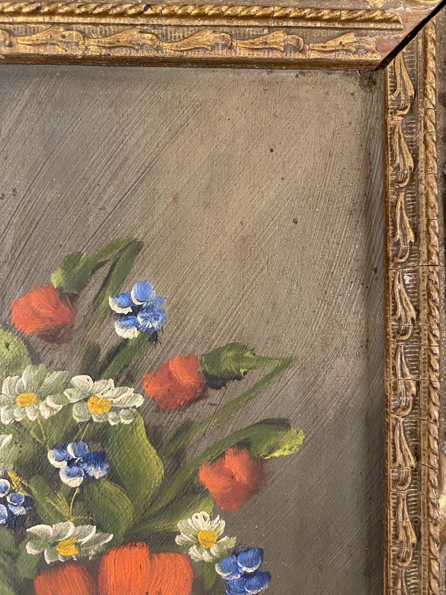 Nature morte aux fleurs sauvages, signée, milieu XX siècle
