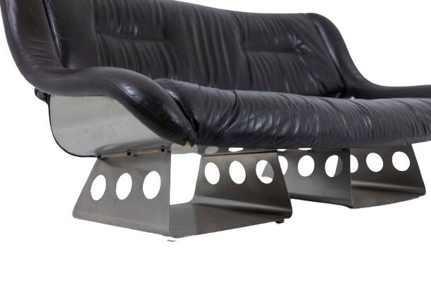 Metal and leather living room. 1970s