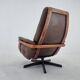 Midcentury Swivel Leather/Wood Armchair Göte Möbler Nässjö, Sweden, 1960s