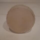 Vase in molded pressed glass frosted white stylized in art deco shapes
