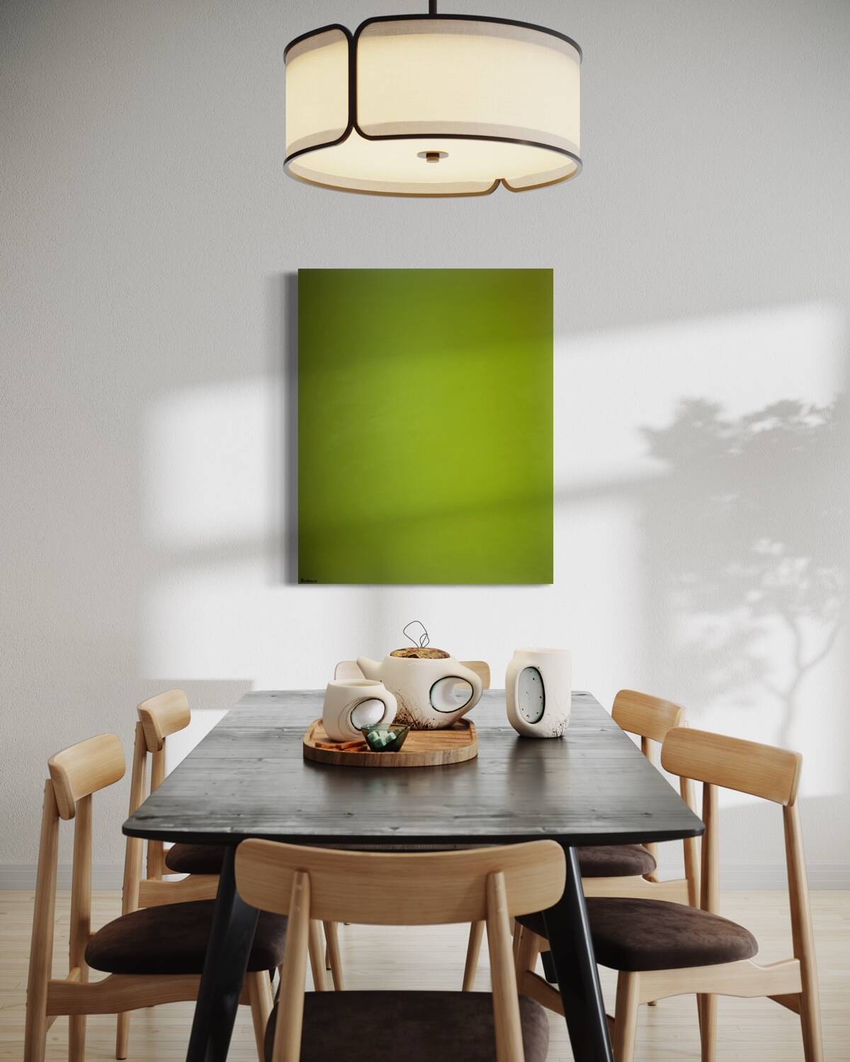 Abstract Monochrome anise green 100x81 cm