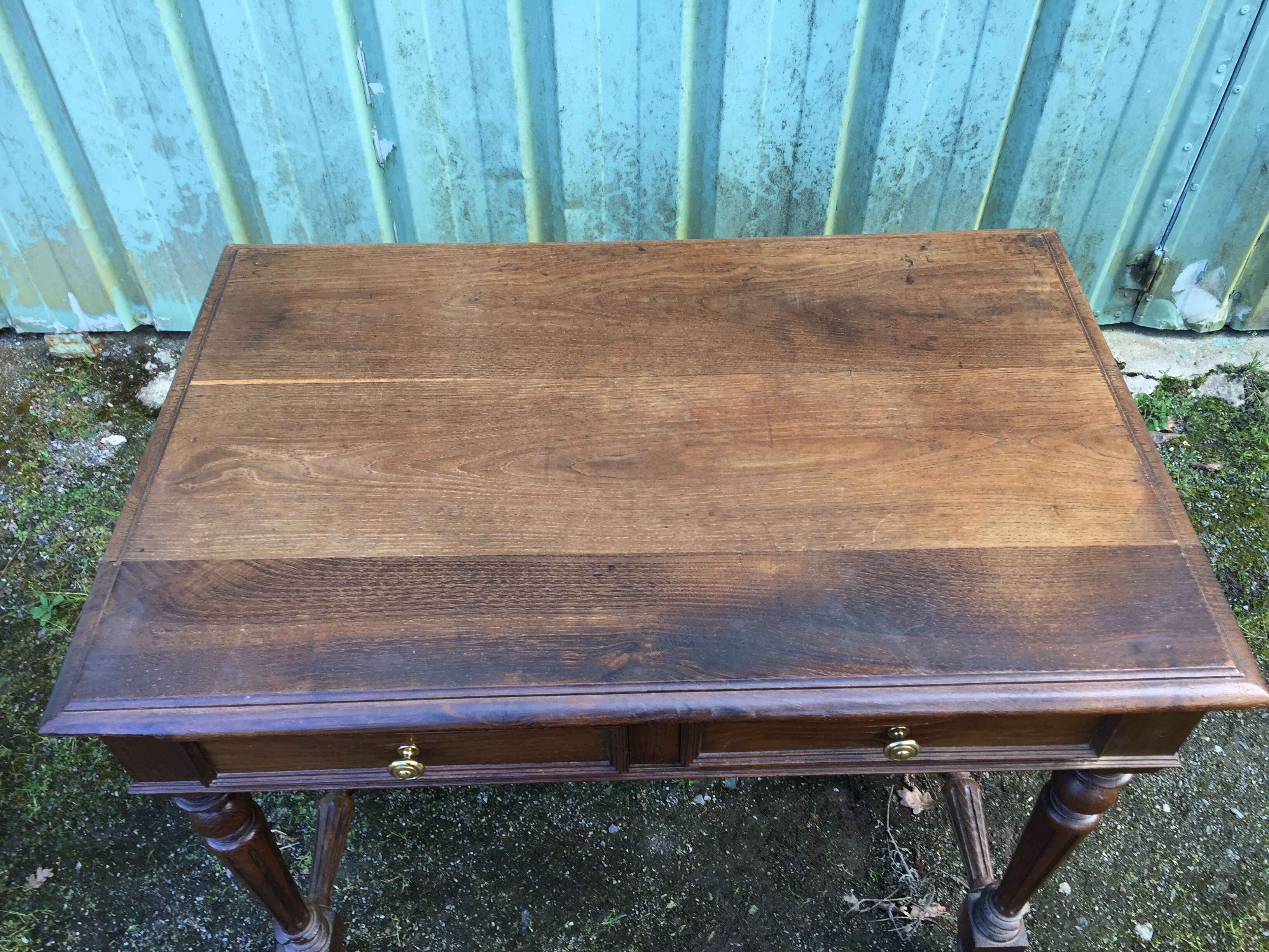 Vintage oak desk table with 2 drawers
