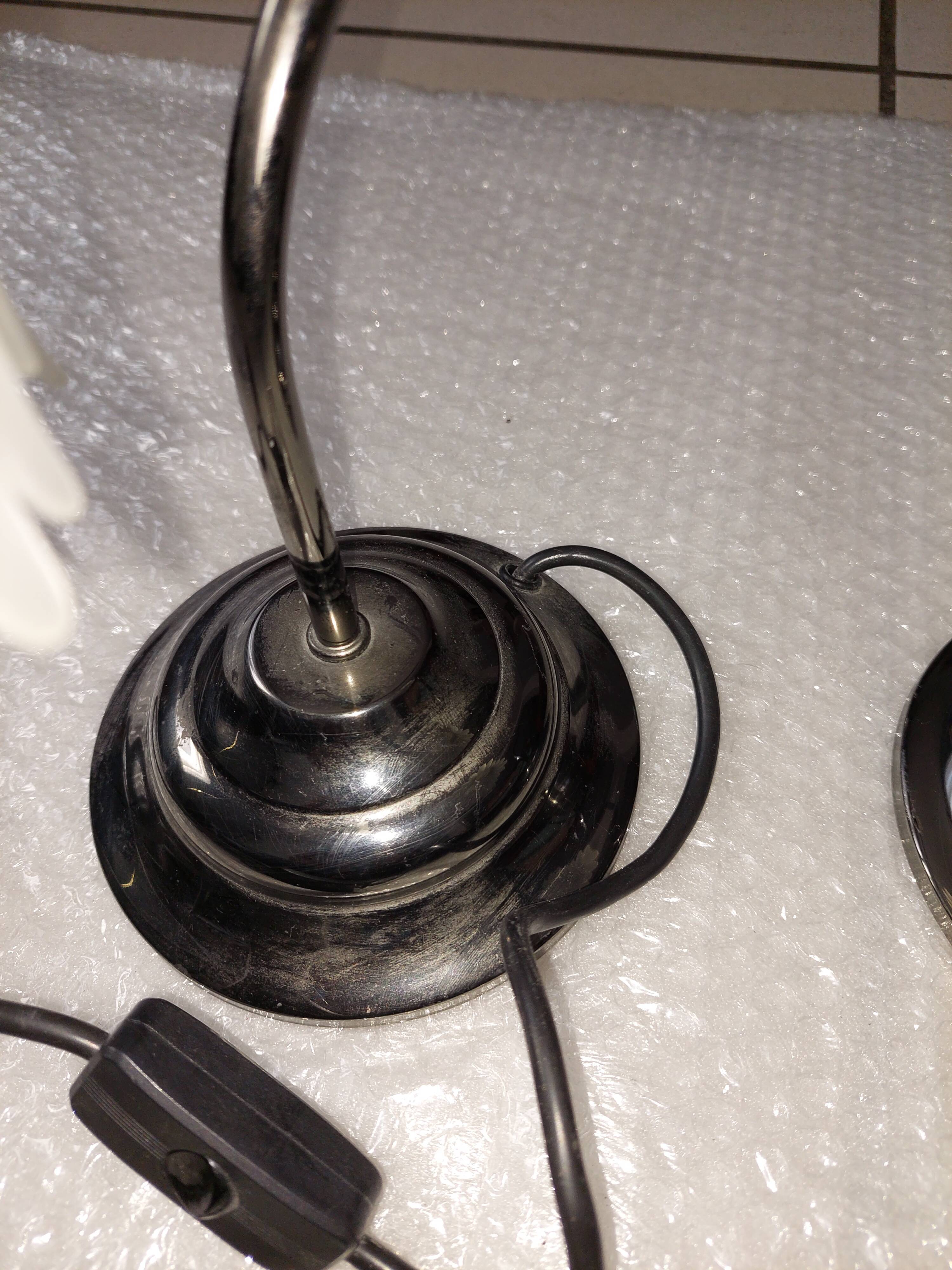 Set of 2 table lamps lampshade in opaline tulip glass Hufnagel Leuchten vintage