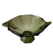 Coupe vintage en verre vert olive de style Art Déco