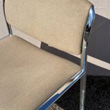 Vintage steel and beige fabric sleigh chair