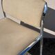 Vintage steel and beige fabric sleigh chair