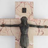 Belgian Bronze and Marble Crucifix, circa 1920