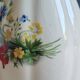 Vintage White Broken Ceramic Vase with Floral Pattern, Ribbed Vase