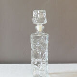 Vintage 70's glass decanter, airtight cap, rectangular shape