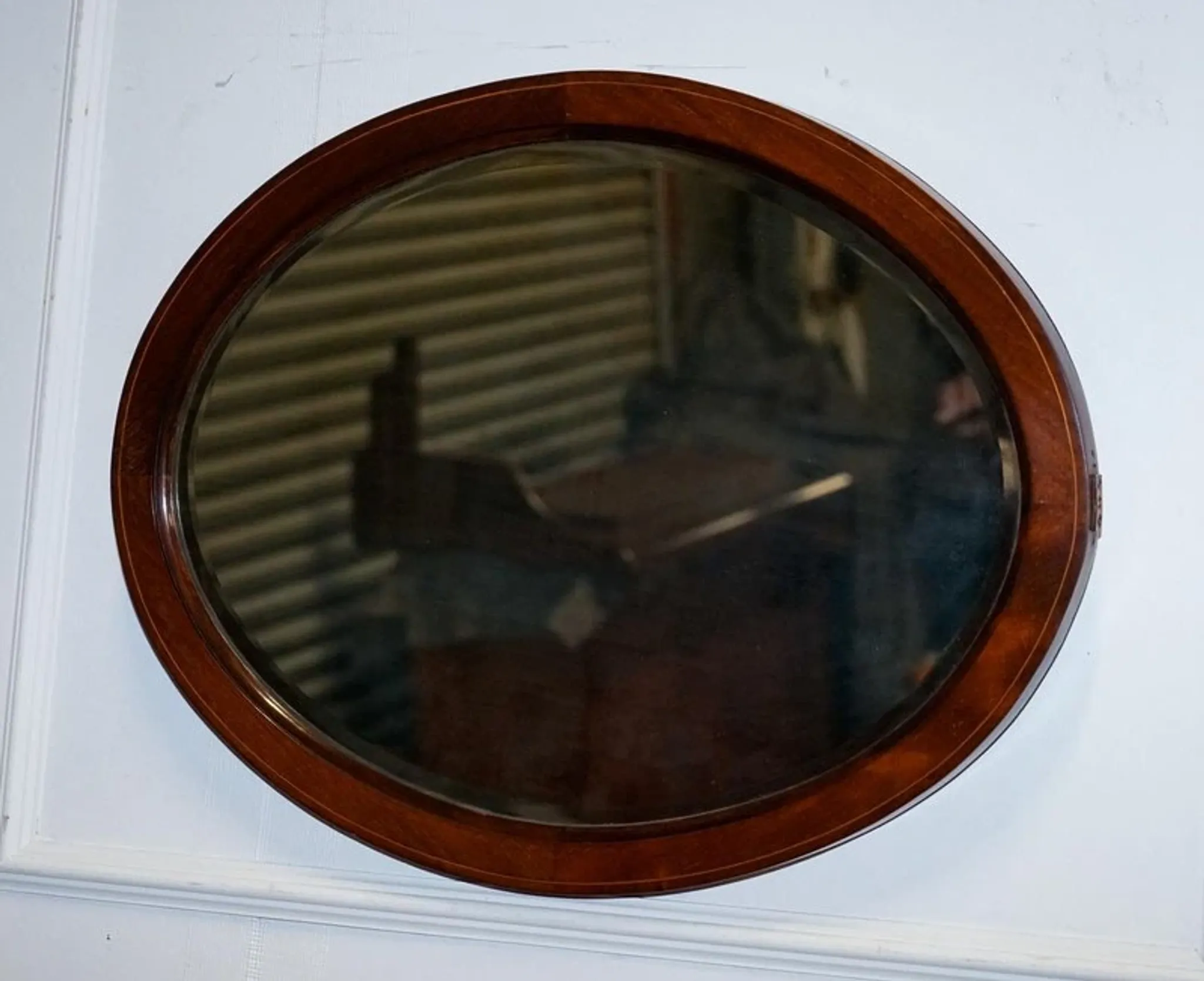 Antique Edwardian Bevelled Oval Wall Mirror, 1910s