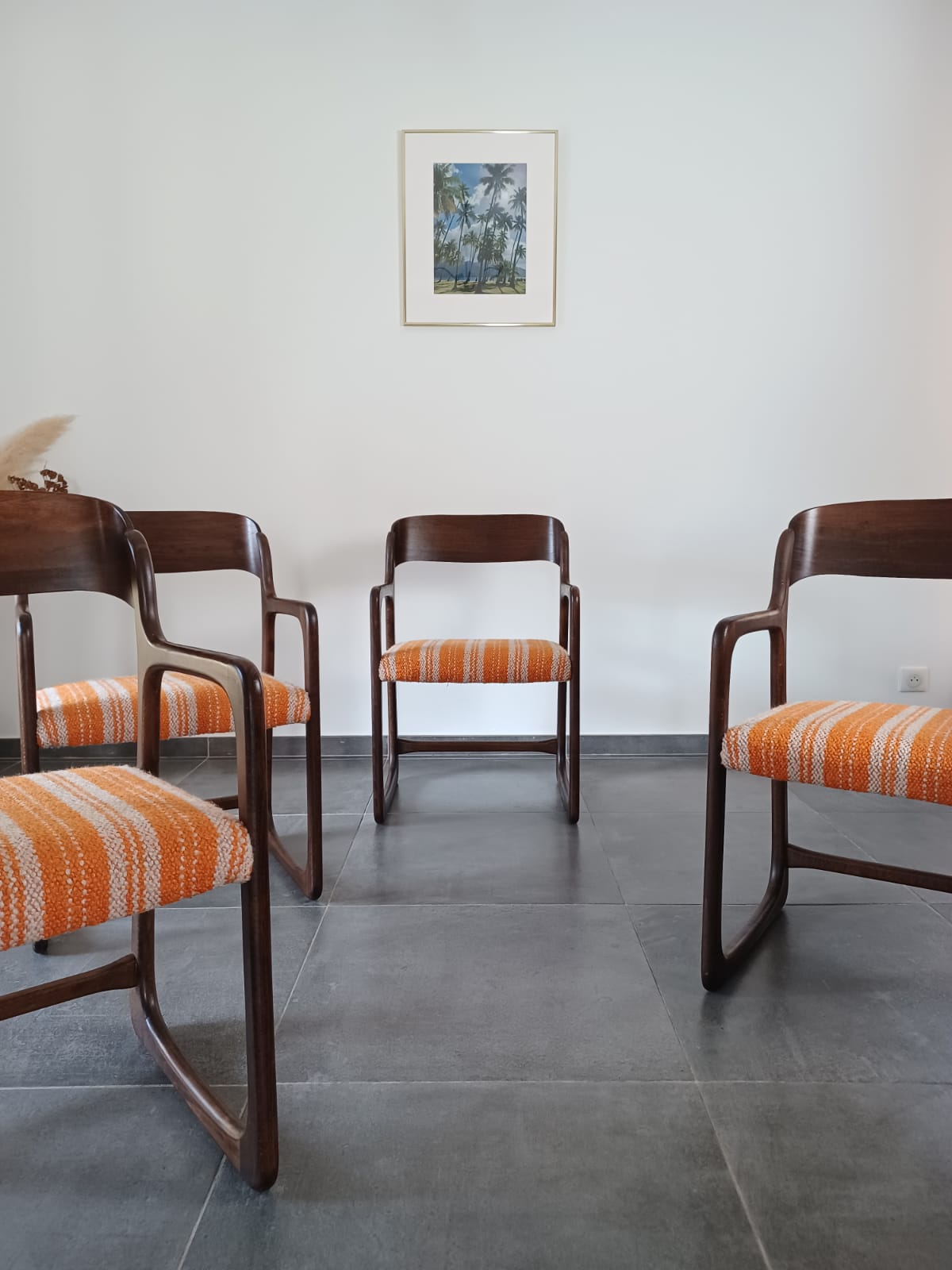 Series of 4 armchairs Baumann model flat called "sled"