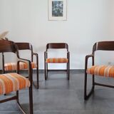 Series of 4 armchairs Baumann model flat called "sled"