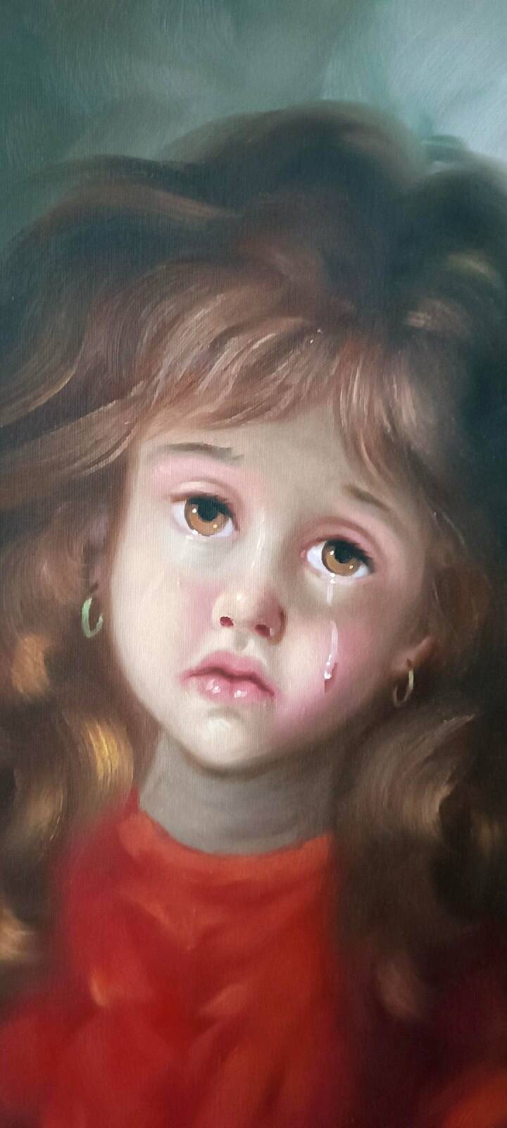 Oil painting on canvas portrait of a little girl - Pietro Pantino (1941-2020)
