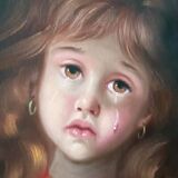 Oil painting on canvas portrait of a little girl - Pietro Pantino (1941-2020)